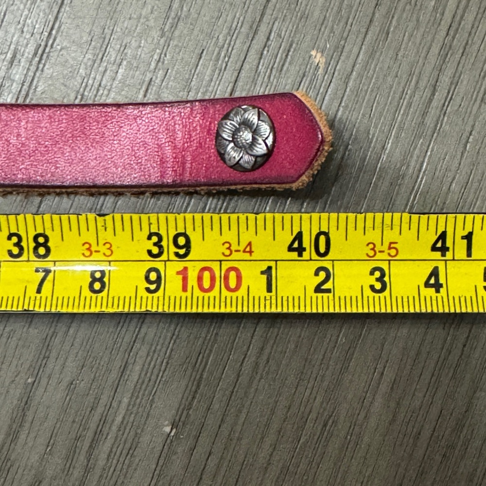 Fossil Pink and Tan Braided Leather Belt with Silver Ring Buckle 40” Long - Picture 7 of 7